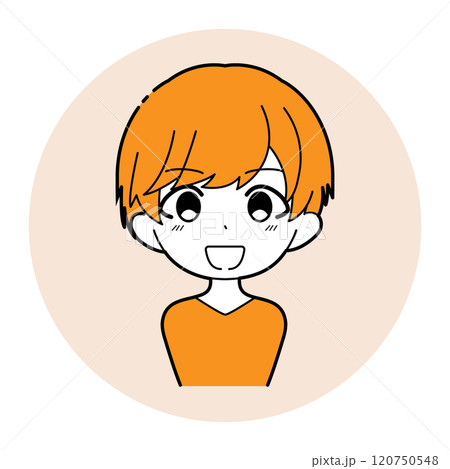 男の子の正面のイラスト,オレンジ 男の子の正面のイラスト,オレンジ 120750548