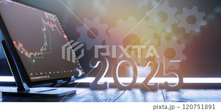 2025 Financial Automation Concept - Stock Market Trends with Gear Mechanisms Symbolizing Economic Innovation and Workflow Efficiency 2025 Financial Automation Concept - Stock Market Trends with Gear Mechanisms Symbolizing Economic Innovation and Workflow Efficiency 120751891