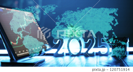 Futuristic Financial Market Trends 2025 - Digital Stock Trading Analytics and Technology Concept with Growth Charts 120751914