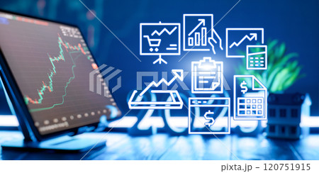 Modern Financial Technology Interface - Digital Stock Market Analytics and Business Forecast Icons for 2025 Modern Financial Technology Interface - Digital Stock Market Analytics and Business Forecast Icons for 2025 120751915