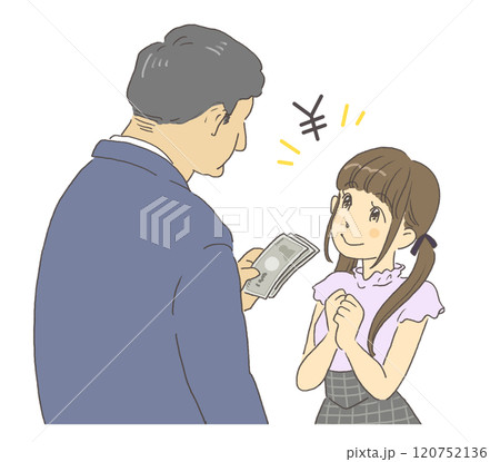 パパ活　援助交際でお金をもらう女の子のイラスト 120752136