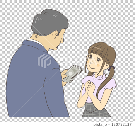 一個女孩透過補貼約會來參加爸爸活動而獲得金錢的插圖 一個女孩透過補貼約會來參加爸爸活動而獲得金錢的插圖 120752137
