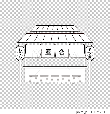屋台｜お店の外観をイメージした線画イラストシリーズ 120752315