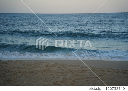 Winter seascape with crashing waves 120752540