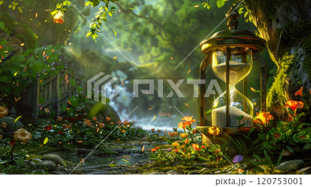 Magic hourglass in a forest. 120753001