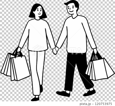 couple with shopping bags couple with shopping bags 120753975