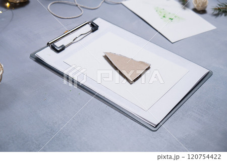 Christmas tree Gift Christmas idea. Do it yourself instruction postcard eco-friendly decoration. Making handmade presents children's diy projects. Holiday family time 120754422