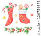 Watercolor illustration Christmas set of gifts, sweets, elements 120754678