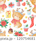 Watercolor Christmas seamless pattern winter background. Can be used for wrapping paper, textile, wallpaper, cards. 120754681