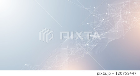 Digital network connect data lines and dots technology background template. Plexus effect. Polygonal concept connection background for your presentation 120755447