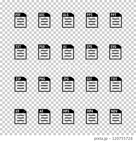 影像檔案、文件和軟體圖示集 影像檔案、文件和軟體圖示集 120755728
