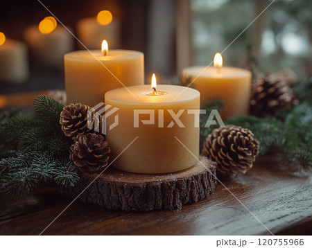 温かな灯りと自然素材が彩る冬のインテリア 温かな灯りと自然素材が彩る冬のインテリア 120755966