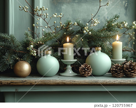 温かな灯りと自然素材が彩る冬のインテリア 120755967