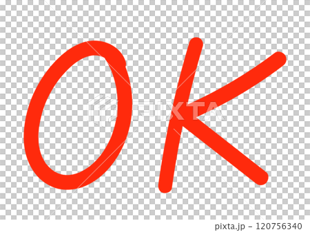 簡單的手寫 OK 字母紅色 簡單的手寫 OK 字母紅色 120756340