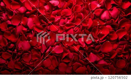 大量の赤いバラの花びら背景素材 大量の赤いバラの花びら背景素材 120756502