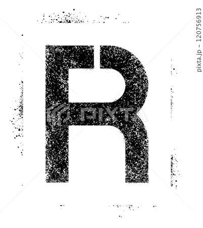 Stencil sprayed letter. Black paint art font. Custom font illustration. 120756913
