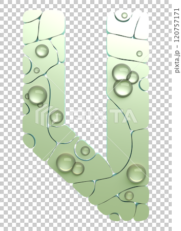 3D rendered illustration. Decorative letter with drops. Custom art font. 120757171