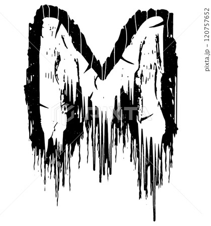 Death-metal font. Drippy letter. Custom art lettering. 120757652