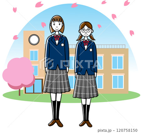 校舎の前の女子学生 校舎の前の女子学生 120758150