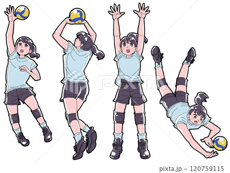 バレーボールをする女の子のイラストセット 120759115
