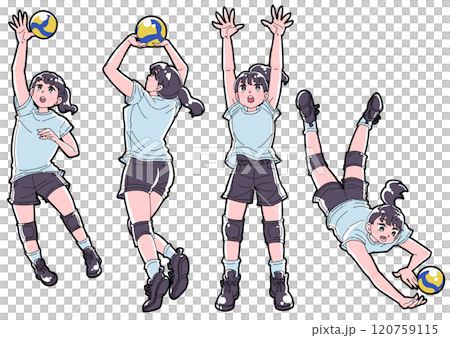 打排球的女孩插圖集 打排球的女孩插圖集 120759115