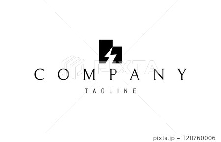 Vector logo with an abstract image of a building with lightning. Vector logo with an abstract image of a building with lightning. 120760006
