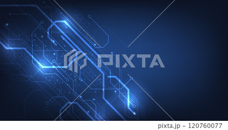 Circuit board blue technology background. 120760077