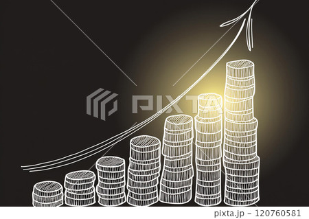 IR・投資関連デザイン（増えていく資産、手書き風） 120760581