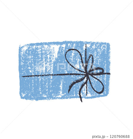 Crayon gift box. Scribble style festive present Chalk holiday decorative packaging. Vector illustration isolated on white background 120760688