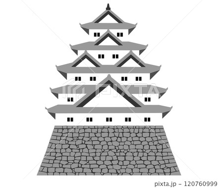 日本の城　五重五階の天守のイラスト 120760999