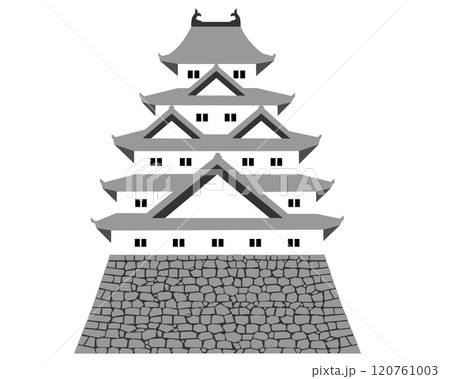 日本の城　五重五階の天守のイラスト 120761003