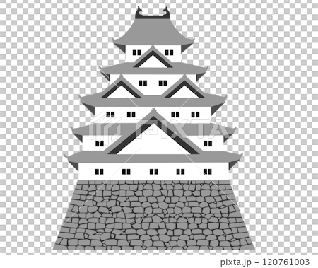 日本の城　五重五階の天守のイラスト 120761003