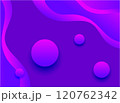 Abstract blue and purple liquid wavy shapes futuristic banner. Glowing retro waves vector background 120762342