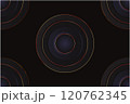 Abstract black circle shape with golden glowing frame, glittering particles and light effect 120762345