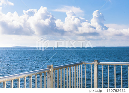Sailboat at sea on a sunny day. Sailboat at sea on a sunny day. 120762481