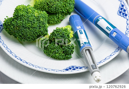 Ozempic Insulin injection pen or insulin cartridge pen for diabetics. Medical equipment for diabetes parients. 120762926
