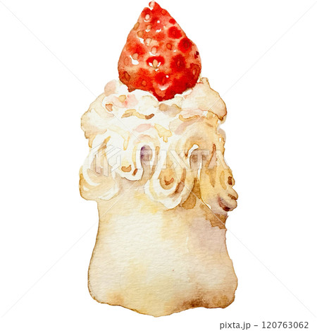 いちごのキャンドルケーキ水彩 120763062