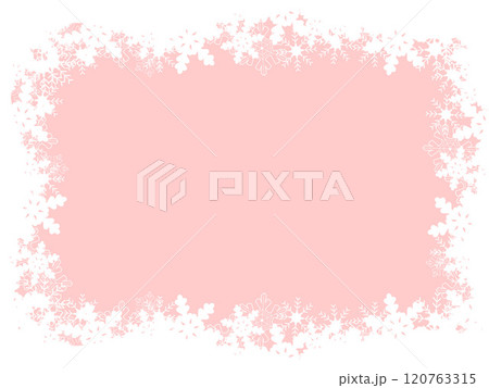 雪の結晶のフレーム枠　ピンク桜色 120763315