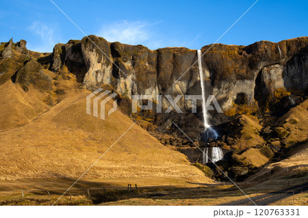 Mountain and waterfall Foss a Sidu, south Iceland Mountain and waterfall Foss a Sidu, south Iceland 120763331