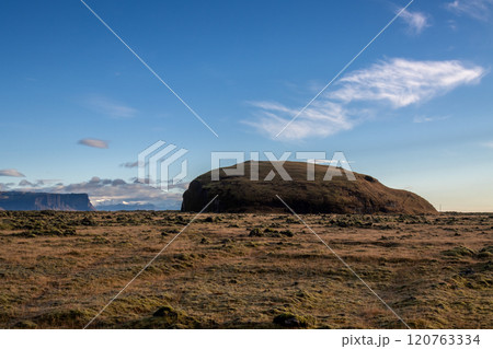 Landscape and Orustuholl (Battle Hill), south Iceland 120763334