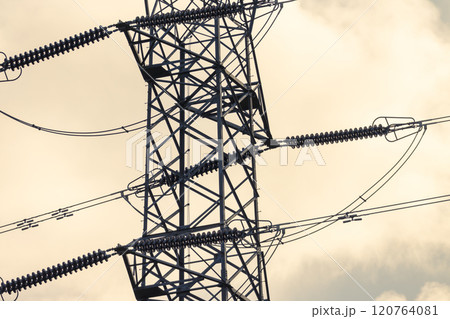 A large steel structure supporting the electricity network 120764081