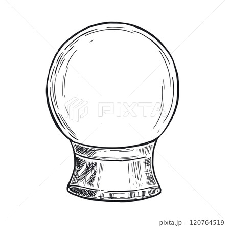 Snow magic globe hand drawn illustration, vector.	 120764519