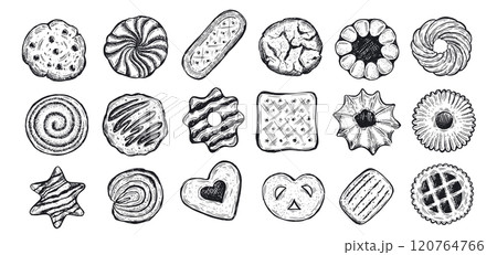 Cookie set hand drawn illustration. Vector.	 120764766