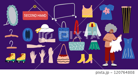 Second hand clothing shop clip art vector Second hand clothing shop clip art vector 120764808