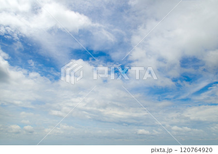 Blue sky with light, cumulus clouds. Blue sky with light, cumulus clouds. 120764920