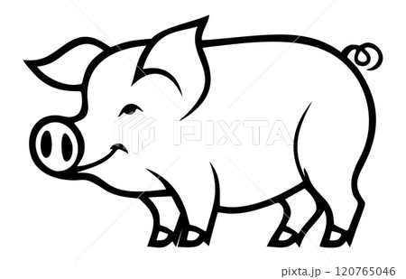 Pig icon. Vector black and white isolated illustration 120765046
