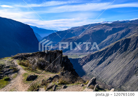 Picturesque view from the Katu-Yaryk pass to the Chulyshman River valley 120765100