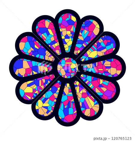 Stained glass rosette vector illustration 120765123