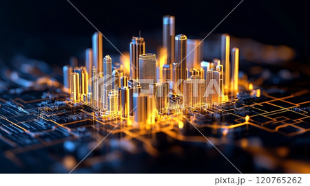 Stunning cityscape skyscrapers illuminated by night lights a vibrant urban landscape Stunning cityscape skyscrapers illuminated by night lights a vibrant urban landscape 120765262