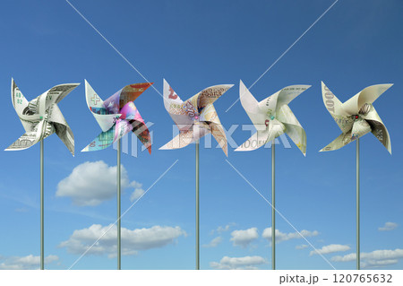 Money toy windmills Money toy windmills 120765632